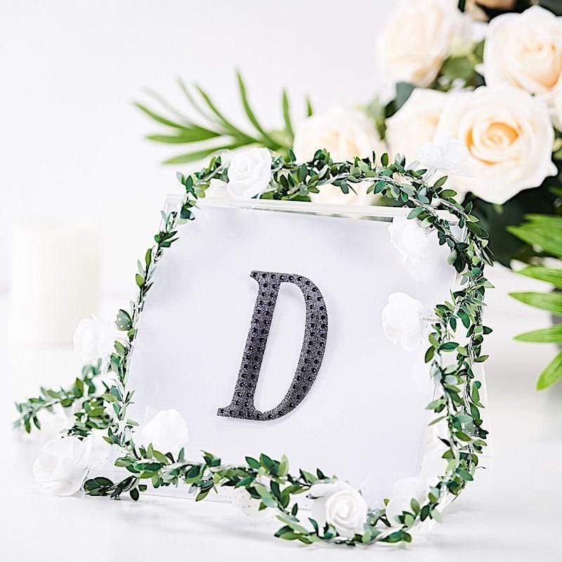 4 in Letter Black Self-Adhesive Rhinestones Gems Sticker