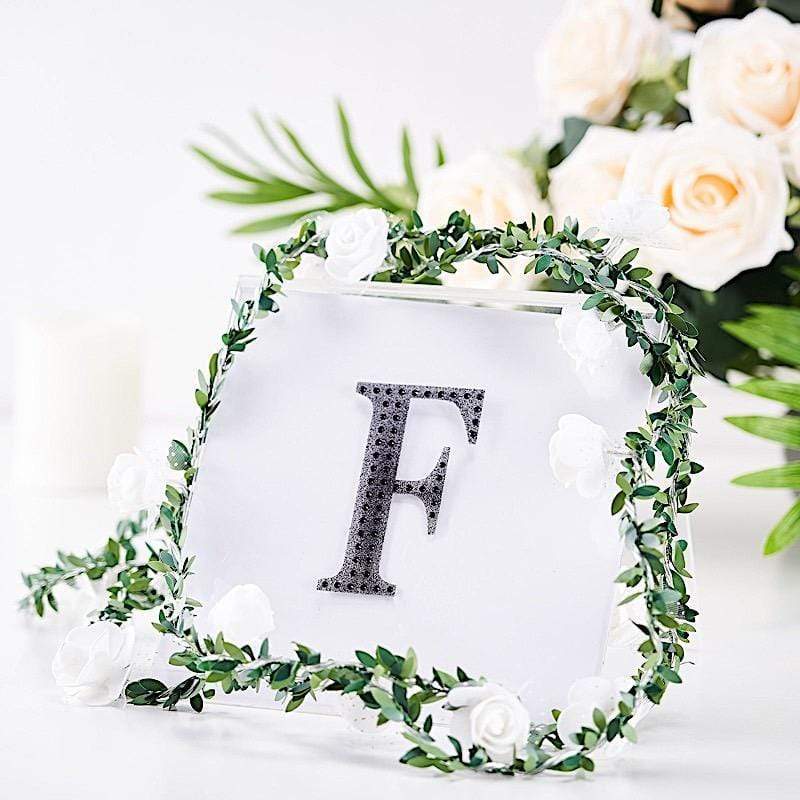 4 in Letter Black Self-Adhesive Rhinestones Gems Sticker