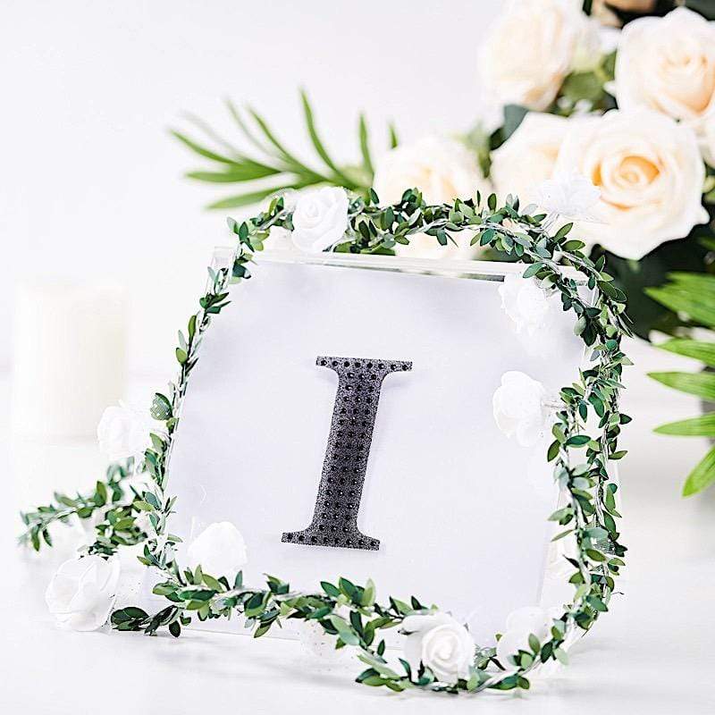 4 in Letter Black Self-Adhesive Rhinestones Gems Sticker