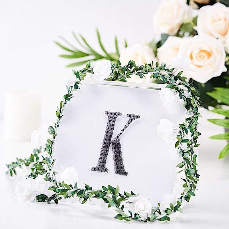 4 in Letter Black Self-Adhesive Rhinestones Gems Sticker