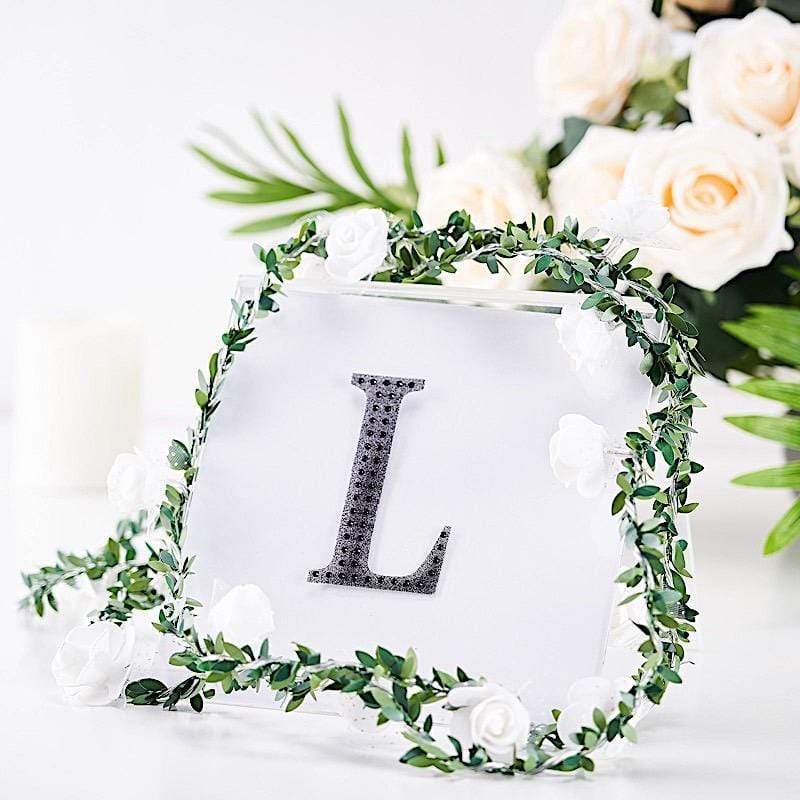 4 in Letter Black Self-Adhesive Rhinestones Gems Sticker