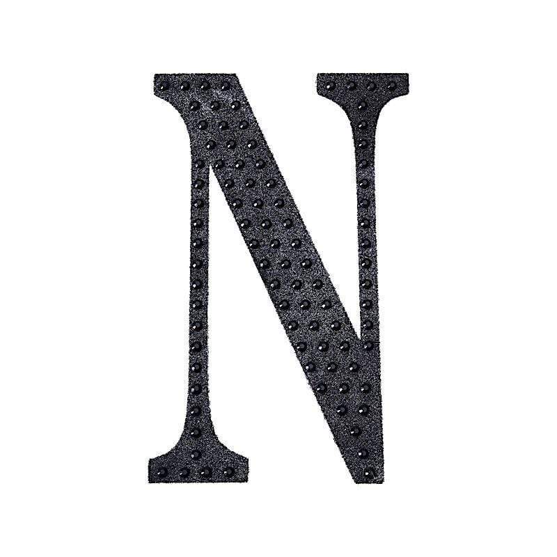 4 in Letter Black Self-Adhesive Rhinestones Gems Sticker