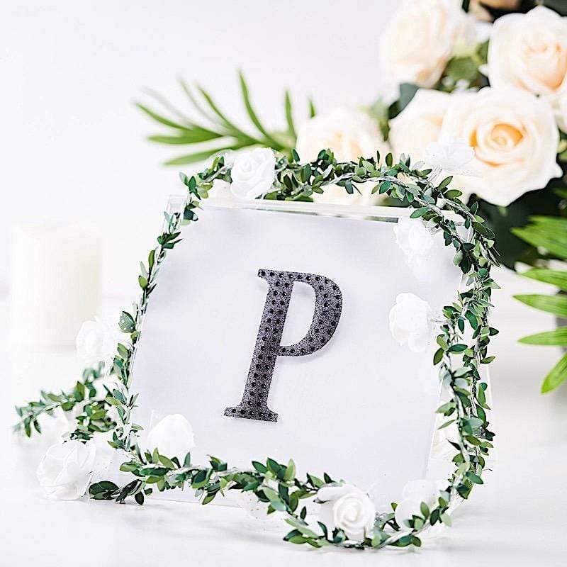 4 in Letter Black Self-Adhesive Rhinestones Gems Sticker