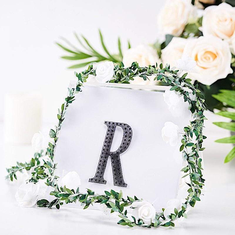 4 in Letter Black Self-Adhesive Rhinestones Gems Sticker
