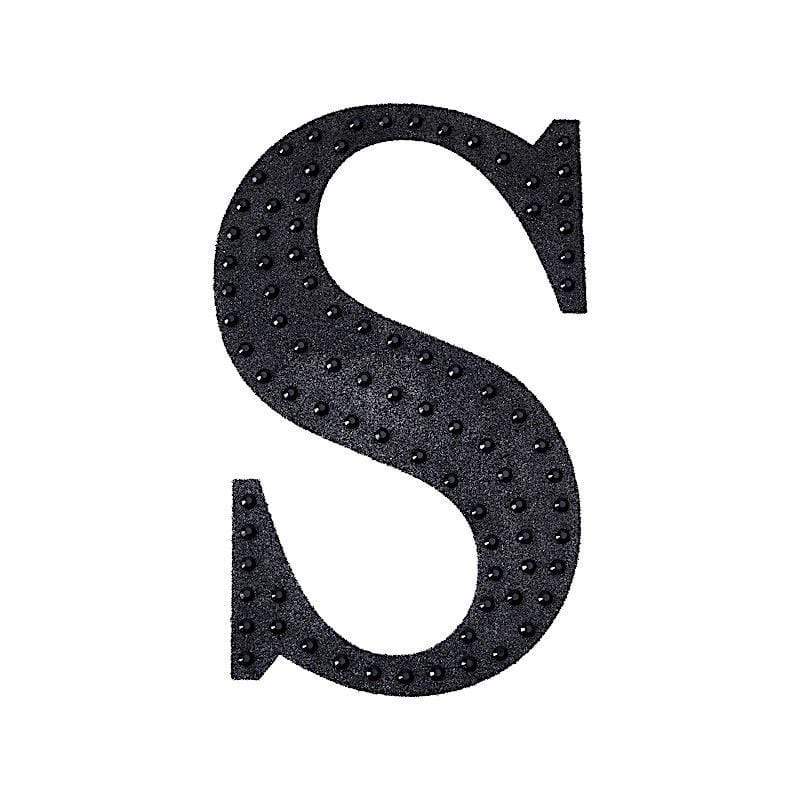 4 in Letter Black Self-Adhesive Rhinestones Gems Sticker