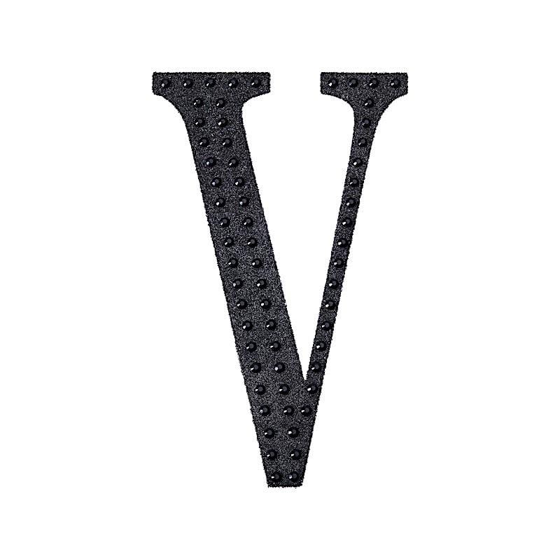 4 in Letter Black Self-Adhesive Rhinestones Gems Sticker