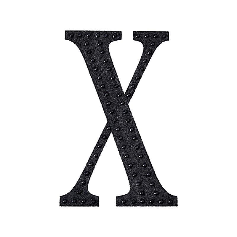4 in Letter Black Self-Adhesive Rhinestones Gems Sticker