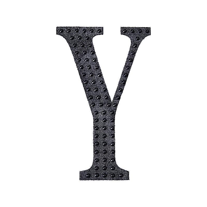 4 in Letter Black Self-Adhesive Rhinestones Gems Sticker
