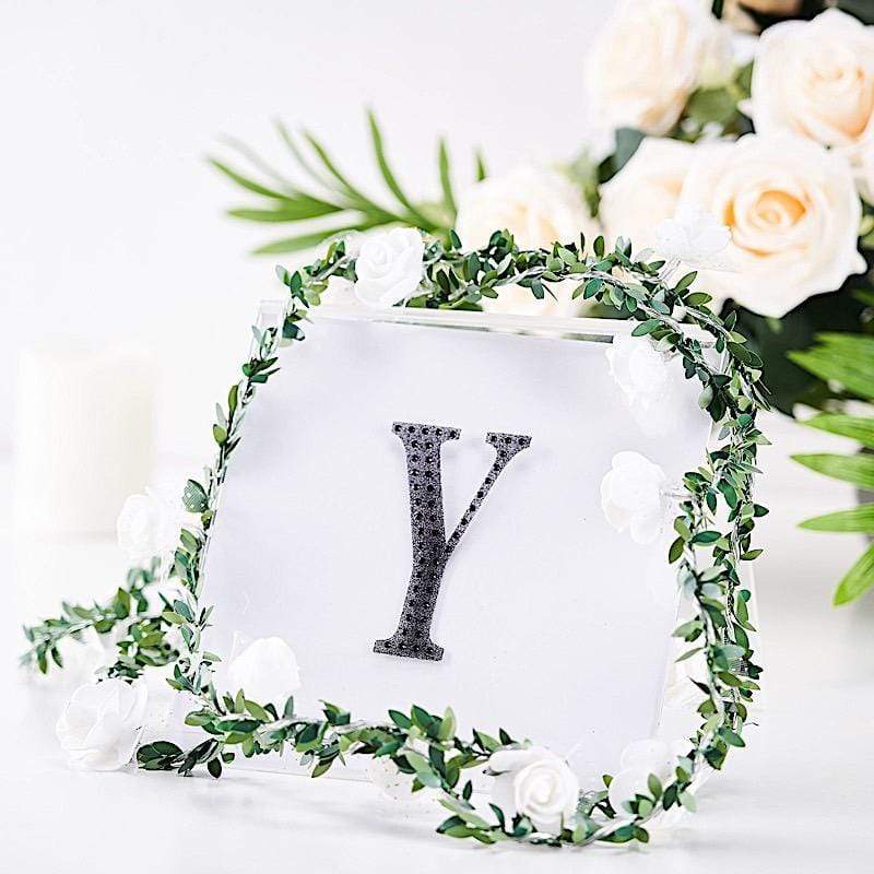 4 in Letter Black Self-Adhesive Rhinestones Gems Sticker