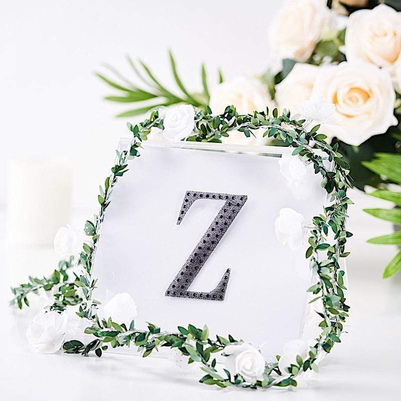 4 in Letter Black Self-Adhesive Rhinestones Gems Sticker