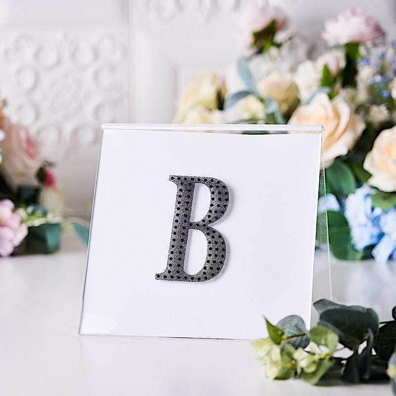 4 in Letter Black Self-Adhesive Rhinestones Gems Sticker
