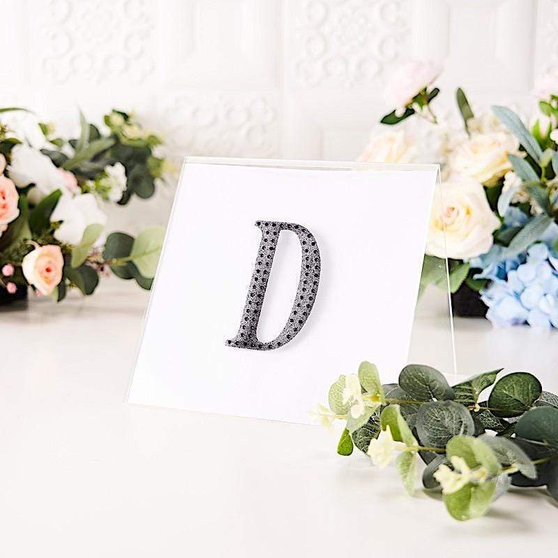 4 in Letter Black Self-Adhesive Rhinestones Gems Sticker