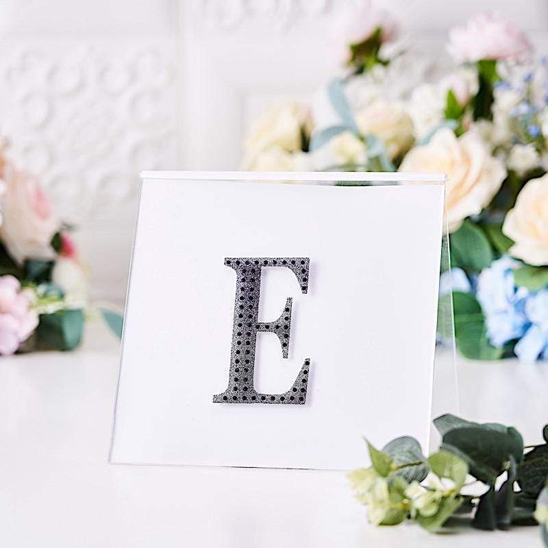 4 in Letter Black Self-Adhesive Rhinestones Gems Sticker