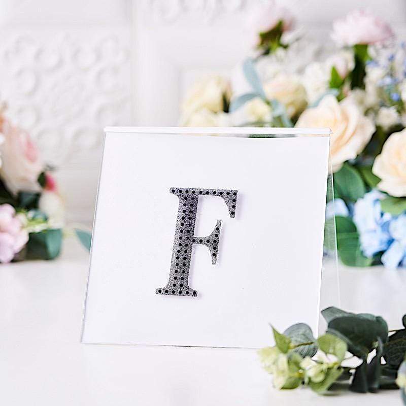 4 in Letter Black Self-Adhesive Rhinestones Gems Sticker