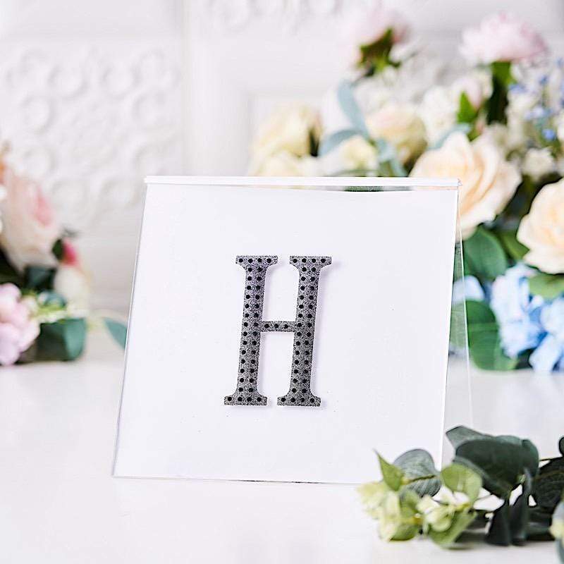 4 in Letter Black Self-Adhesive Rhinestones Gems Sticker