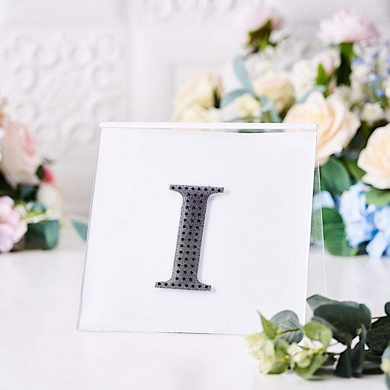 4 in Letter Black Self-Adhesive Rhinestones Gems Sticker