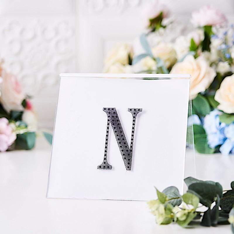 4 in Letter Black Self-Adhesive Rhinestones Gems Sticker