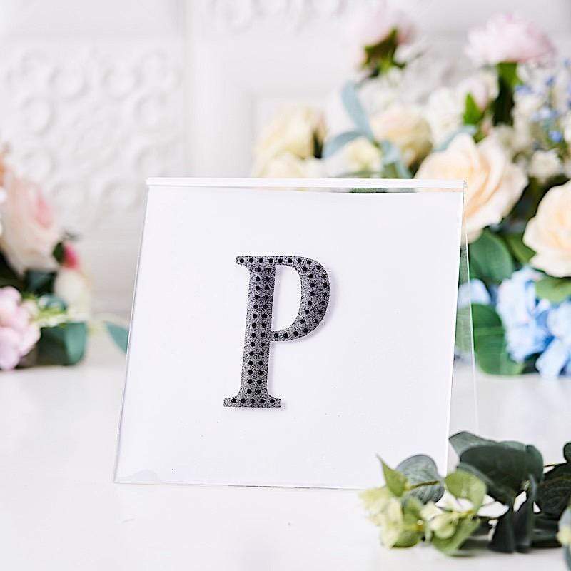 4 in Letter Black Self-Adhesive Rhinestones Gems Sticker