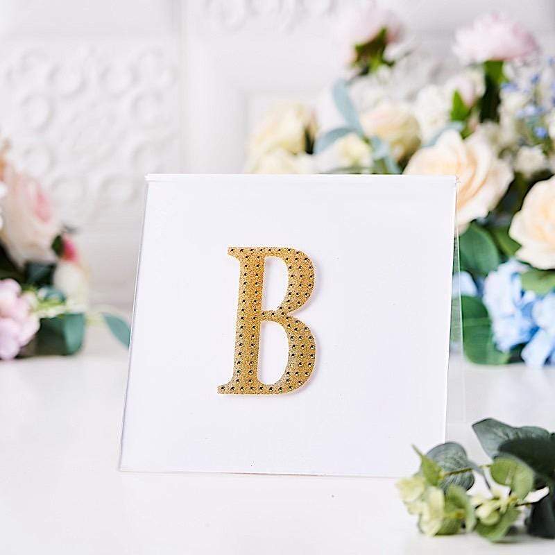 4 in Letter Gold Self-Adhesive Rhinestones Gems Sticker