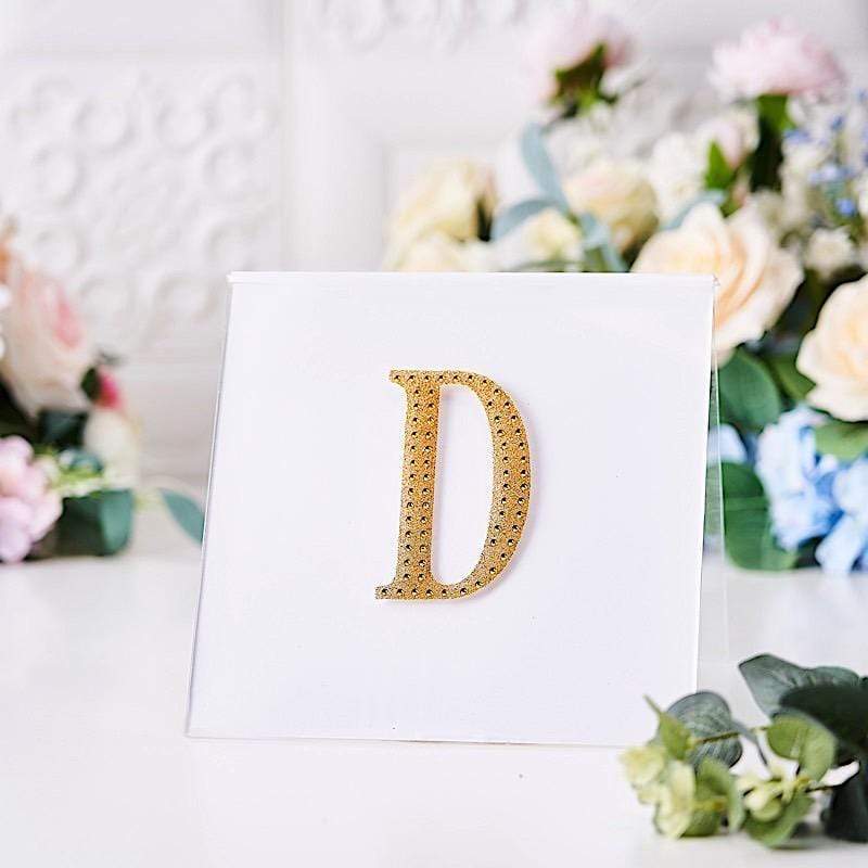 4 in Letter Gold Self-Adhesive Rhinestones Gems Sticker