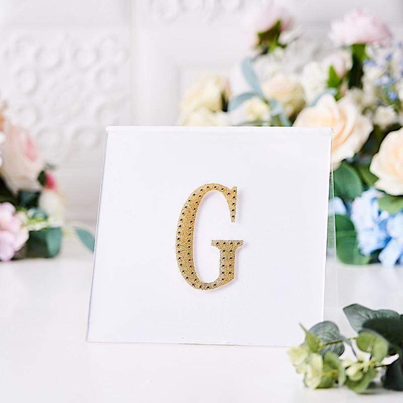 4 in Letter Gold Self-Adhesive Rhinestones Gems Sticker