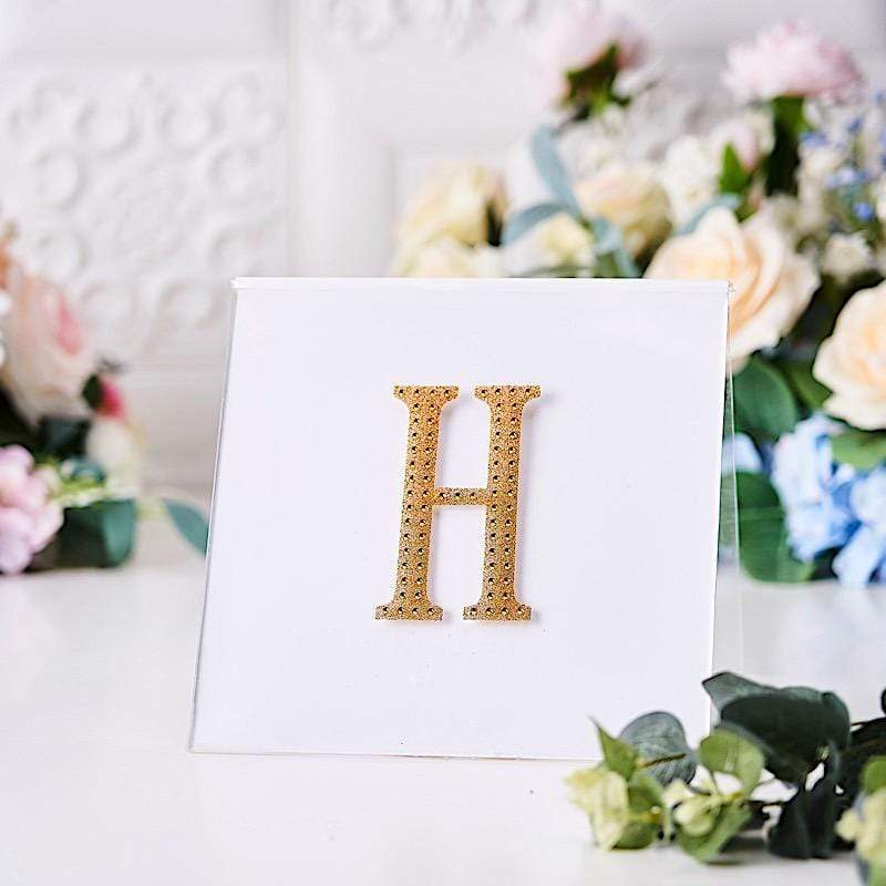 4 in Letter Gold Self-Adhesive Rhinestones Gems Sticker