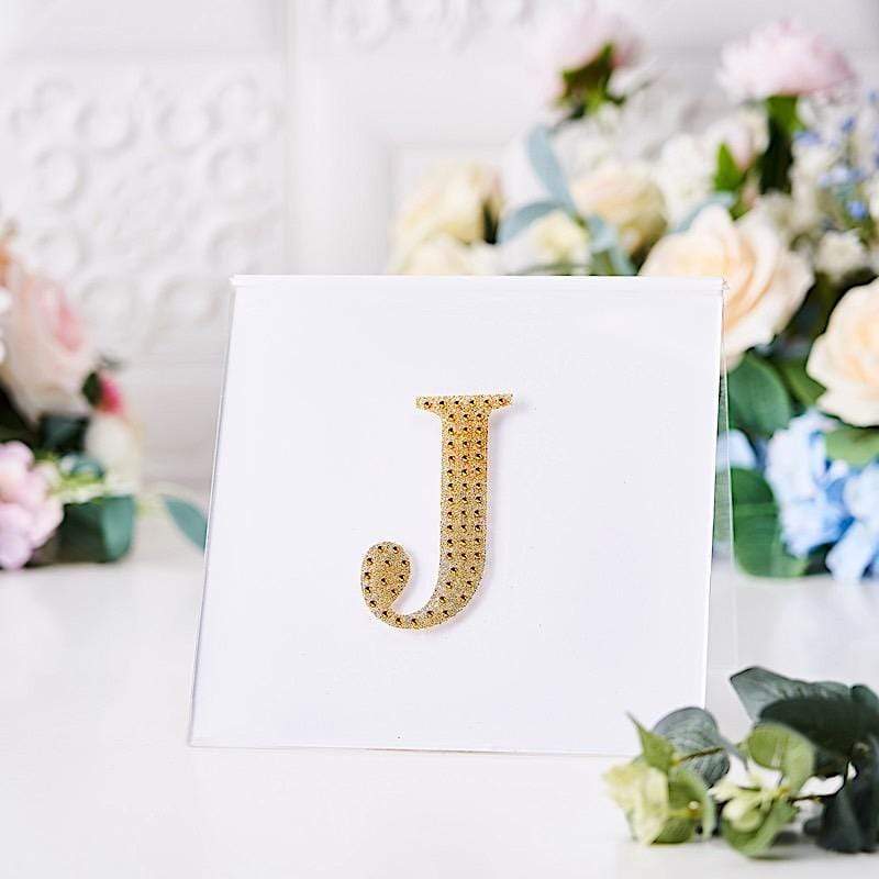 4 in Letter Gold Self-Adhesive Rhinestones Gems Sticker