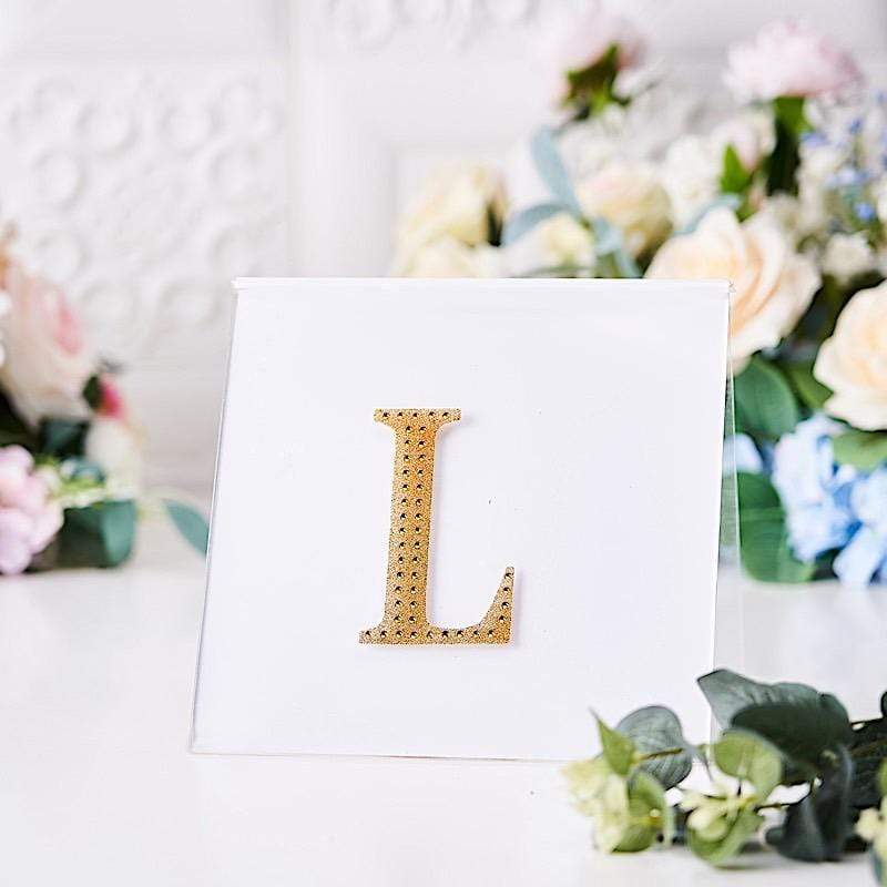 4 in Letter Gold Self-Adhesive Rhinestones Gems Sticker