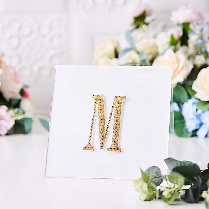 4 in Letter Gold Self-Adhesive Rhinestones Gems Sticker