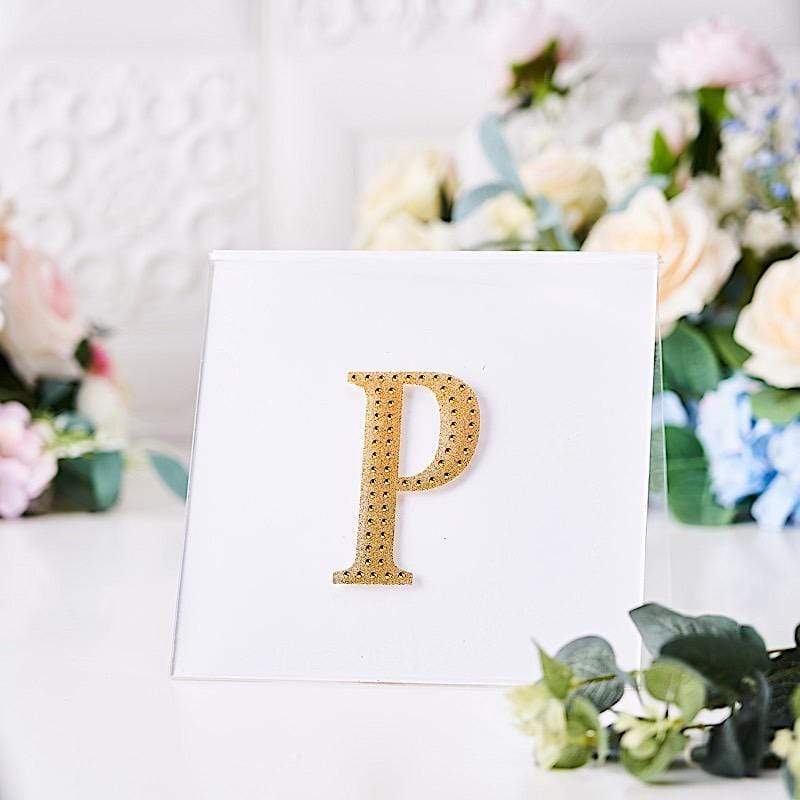 4 in Letter Gold Self-Adhesive Rhinestones Gems Sticker