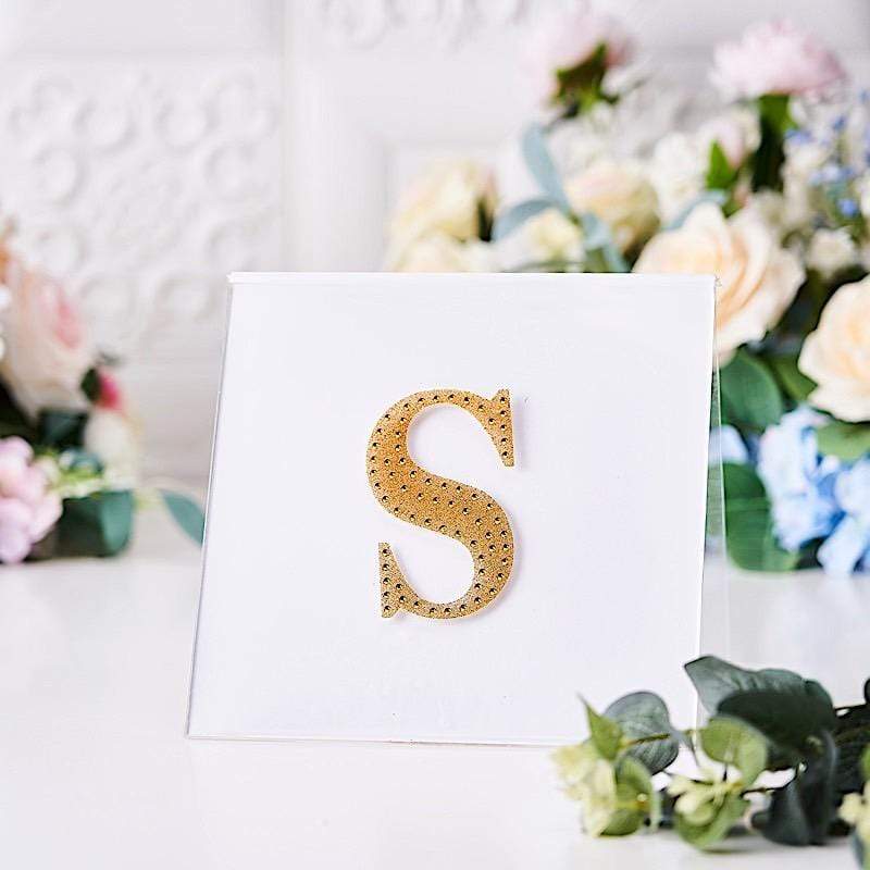 4 in Letter Gold Self-Adhesive Rhinestones Gems Sticker