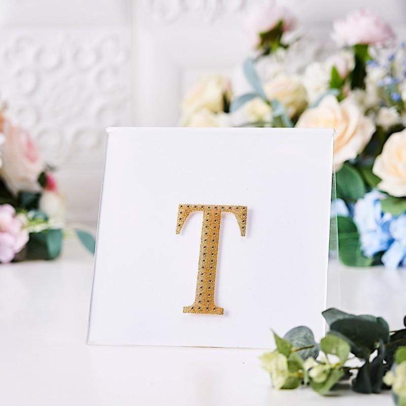 4 in Letter Gold Self-Adhesive Rhinestones Gems Sticker