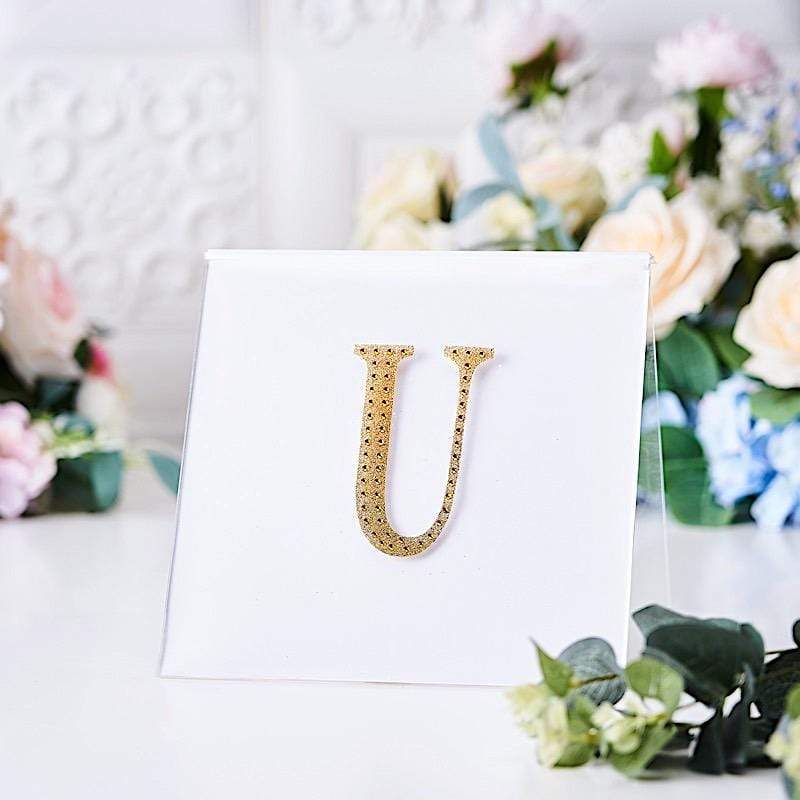 4 in Letter Gold Self-Adhesive Rhinestones Gems Sticker