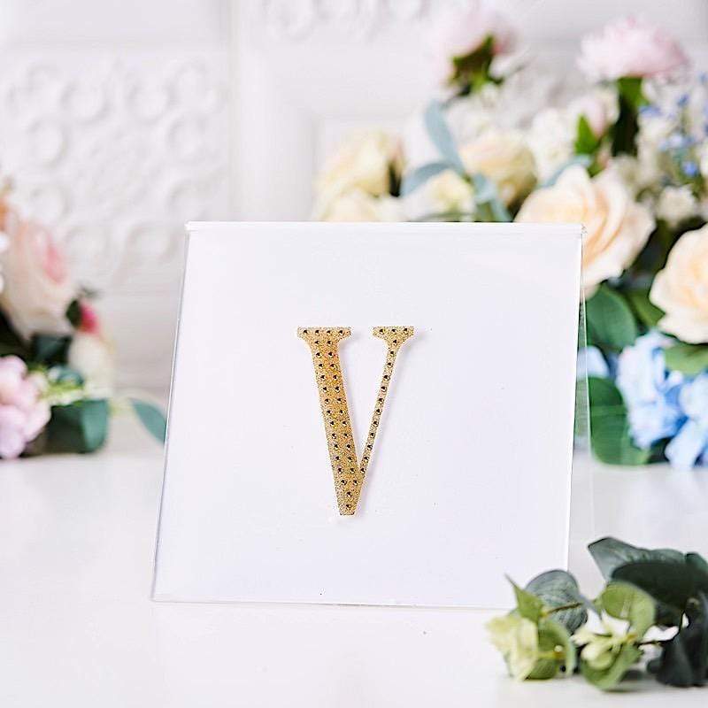 4 in Letter Gold Self-Adhesive Rhinestones Gems Sticker