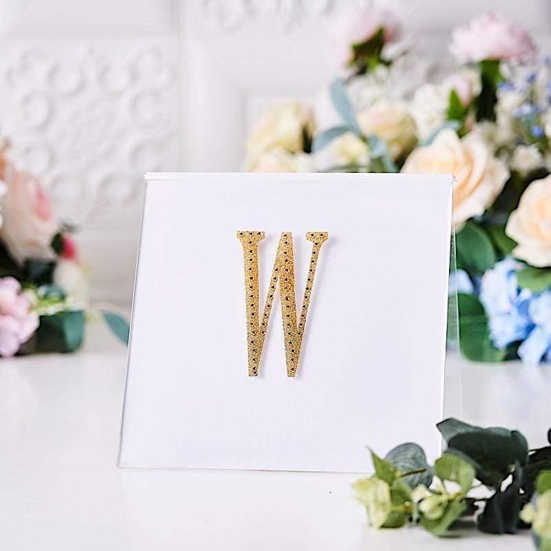 4 in Letter Gold Self-Adhesive Rhinestones Gems Sticker