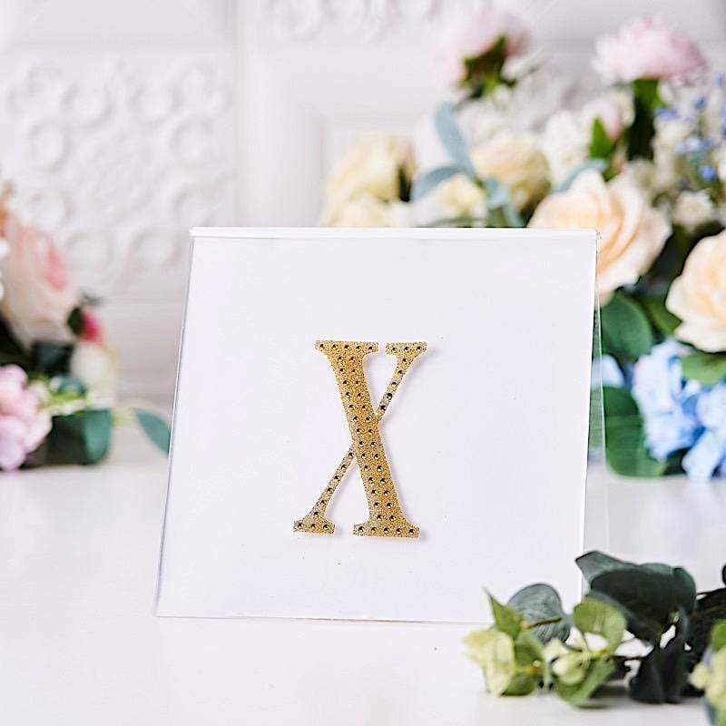 4 in Letter Gold Self-Adhesive Rhinestones Gems Sticker