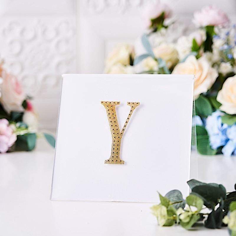 4 in Letter Gold Self-Adhesive Rhinestones Gems Sticker