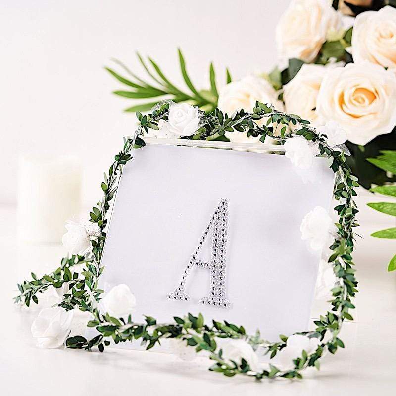 4 in Letter Silver Self-Adhesive Rhinestones Gems Sticker