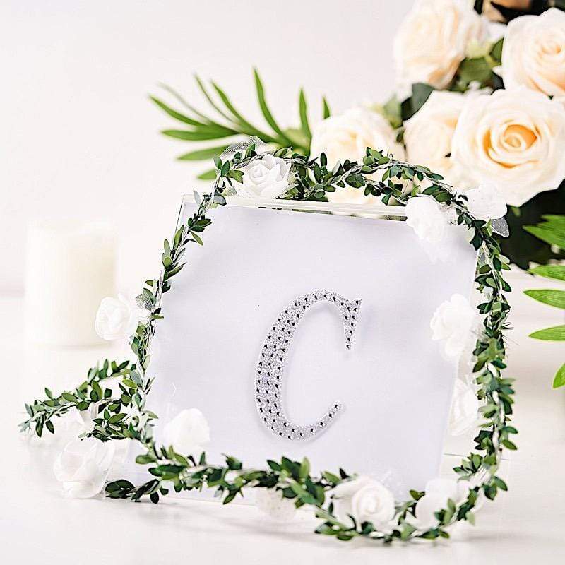 4 in Letter Silver Self-Adhesive Rhinestones Gems Sticker