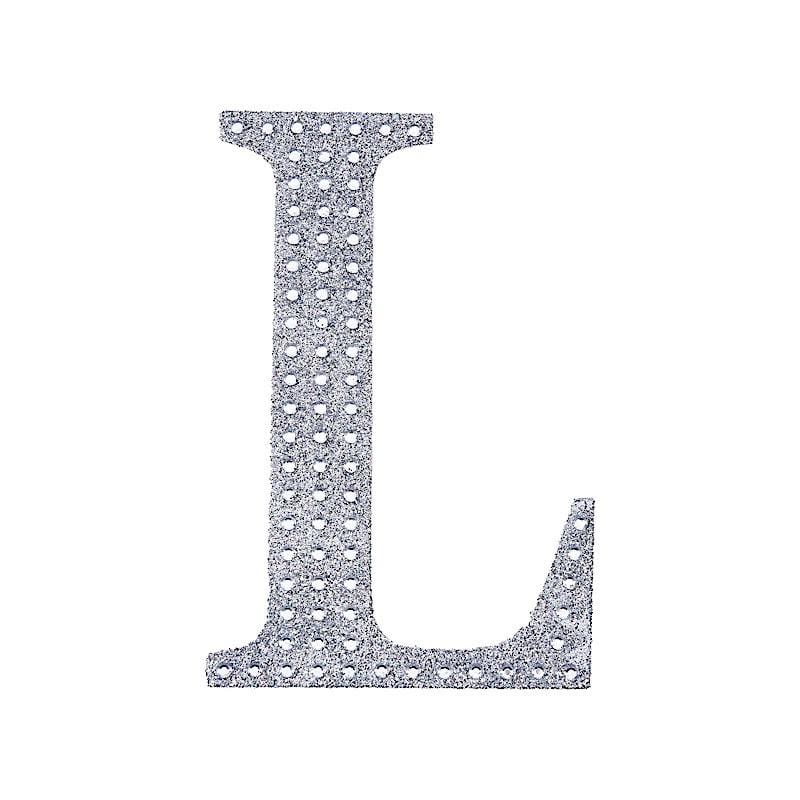 4 in Letter Silver Self-Adhesive Rhinestones Gems Sticker