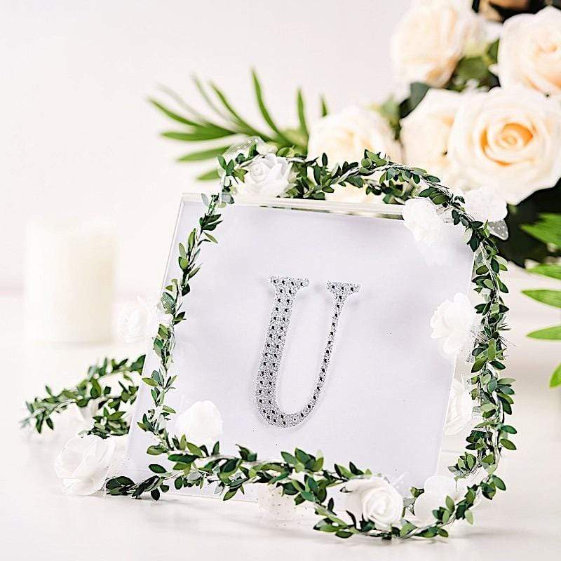 4 in Letter Silver Self-Adhesive Rhinestones Gems Sticker