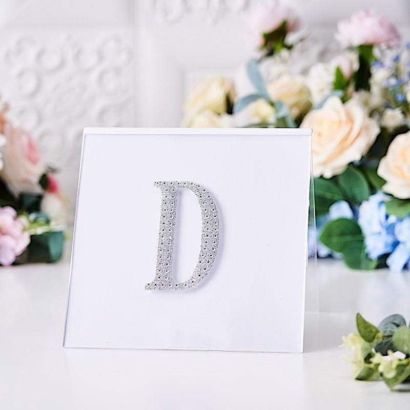 4 in Letter Silver Self-Adhesive Rhinestones Gems Sticker