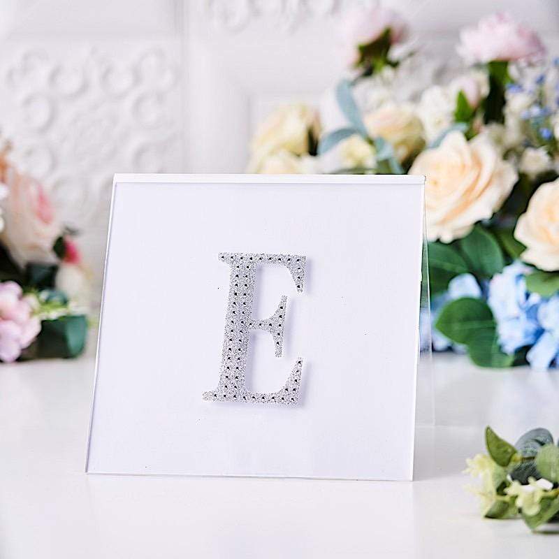 4 in Letter Silver Self-Adhesive Rhinestones Gems Sticker
