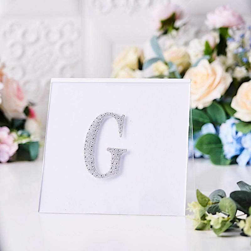 4 in Letter Silver Self-Adhesive Rhinestones Gems Sticker