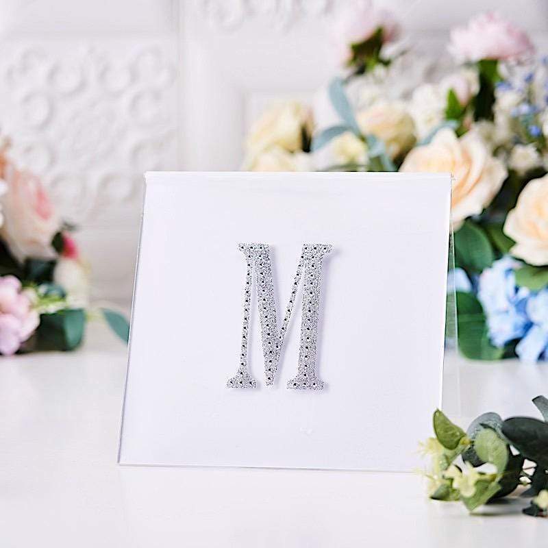 4 in Letter Silver Self-Adhesive Rhinestones Gems Sticker