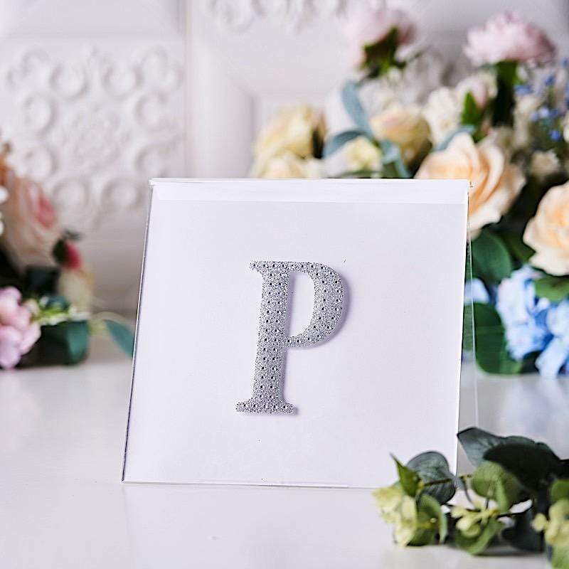 4 in Letter Silver Self-Adhesive Rhinestones Gems Sticker
