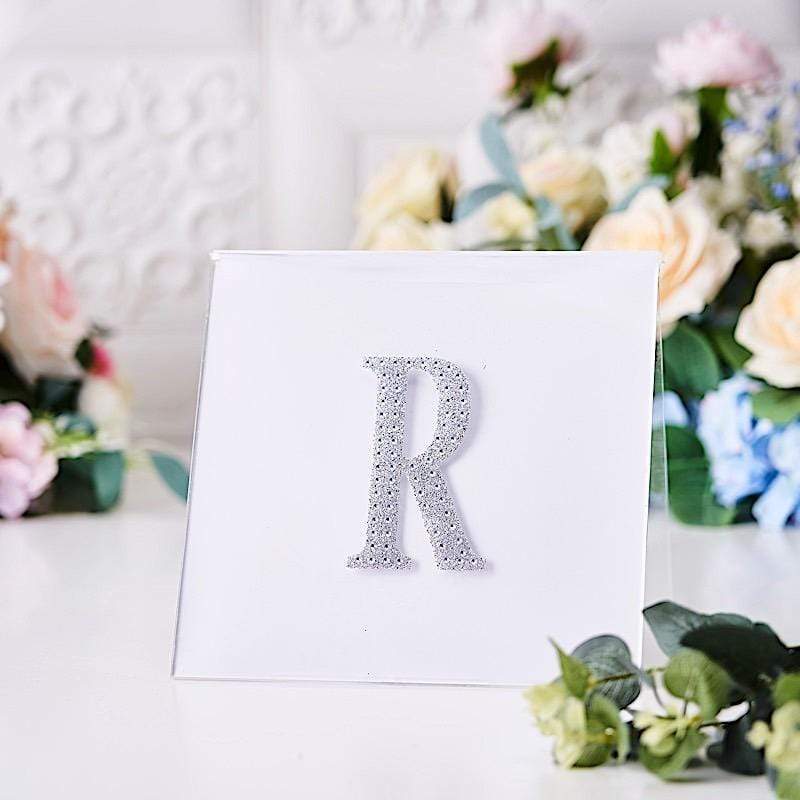 4 in Letter Silver Self-Adhesive Rhinestones Gems Sticker