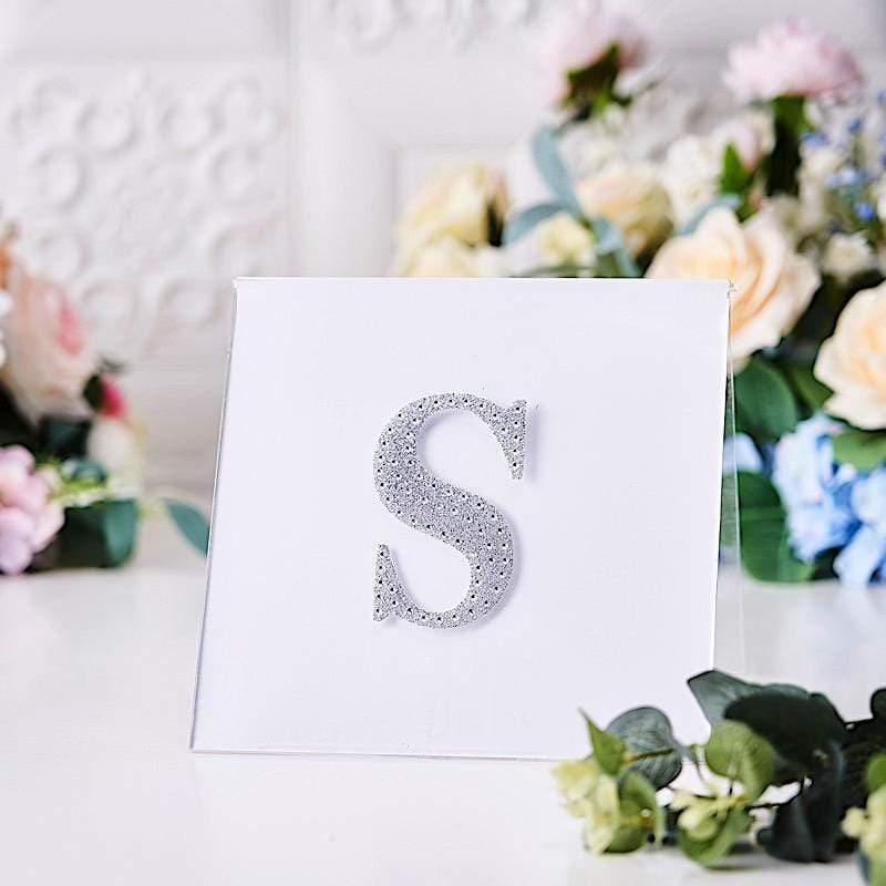 4 in Letter Silver Self-Adhesive Rhinestones Gems Sticker