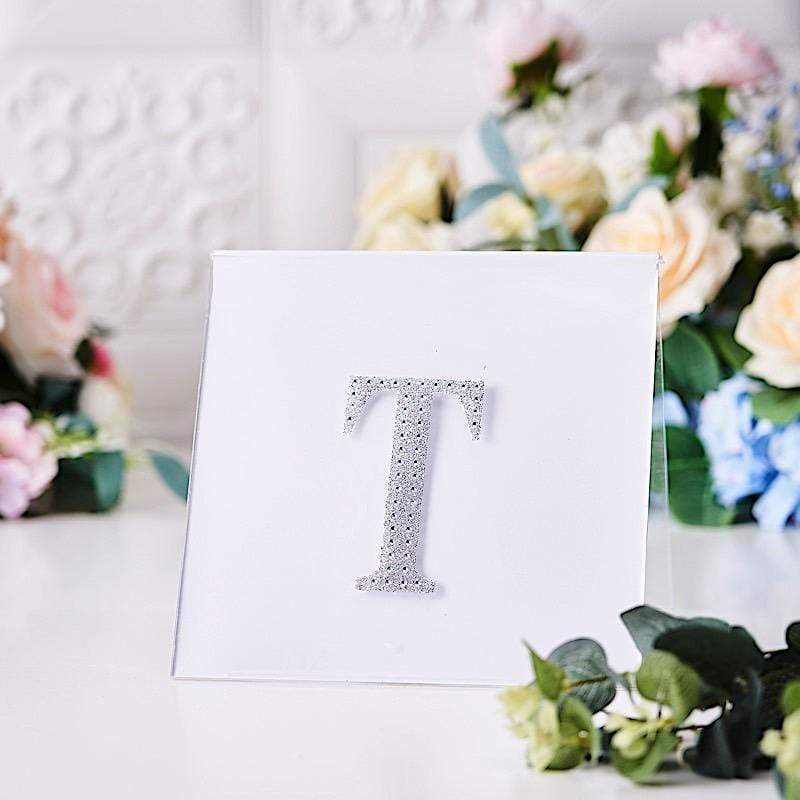 4 in Letter Silver Self-Adhesive Rhinestones Gems Sticker