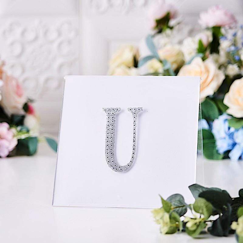 4 in Letter Silver Self-Adhesive Rhinestones Gems Sticker
